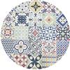 Tadi & Imperio1979 Tappeto in vinile multicolore con motivo geometrico e floreale, resistente, facile da pulire, ideale per cucina, bagno. Idramulti (100 cm D)