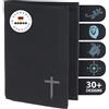 Oxmox portafoglio New Cryptan RFID Protect Kombibörse Freedom Cross Print Grey Black nero
