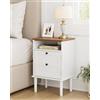 HEYZOEY Comodino bianco da caffè, comodino boho con 1 cassetto e 1 spazio aperto, tavolino, contenitore per camera da letto, soggiorno, bianco