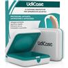 Udivita 2 Custodie Porta Apparecchi Acustici - UdiCase Design Compatto Tascabile 7x7x3cm - Contenitore Impermeabile Protezione da Polvere Urti Liquidi - Interno Soffice Apertura Rapida con Piedini Antiscivolo