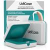 Udivita 2 Custodie Porta Apparecchi Acustici - UdiCase Contenitore Impermeabile Protezione da Polvere Urti Liquidi - Tascabile 7x7x3cm Design Compatto - Interno Morbido Apertura Rapida con Piedini Antiscivolo