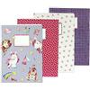 PaPIerDraCHeN 4 quaderni di alta qualità per bambini DIN A4 | foderato e quadrato 32 pagine - motivo unicorno - per iniziare la scuola per studenti di scuola elementare - set numero 2-16 fogli