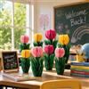 SUNBEAUTY Set di 8 tulipani - Palline a nido d'ape - Decorazione da tavolo - Rosa e arancione - Decorazione da tavolo per matrimoni, casa, hotel, primavera, feste