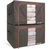 Generico Set 2 scatole per armadio rigide 52x42x33 cm, 132L totali - Tessuto impermeabile e resistente all'umidità, Organizer armadio impilabili con maniglie in acciaio e finestra trasparente