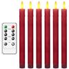 AnnSpa 6 Pezzi Candele LED Lunghe con Telecomando Timer, Senza Fiamma a Batteria, Candele Lunghe Decorazione Candele coniche a LED per Casa, Cene, Tavola, Feste, Matrimoni e Compleanni - Rosso