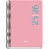 Dohe - Agenda scolastica 2025 2026, vista settimanale, formato A5 (15 x 21 cm), spagnolo e inglese, da settembre a giugno, rilegatura a spirale, copertina flessibile - ESENCIAL rosa