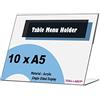 TUKA-i-AKUT TUKA [10x] Porta-avvisi da tavolo inclinati, A5 Orizzontale Espositori, Menu Titolare da Banco, per menù, carta, promozioni, Documenti e Altro. 2mm Acrilico Trasparente, TKD8201-A5-10x
