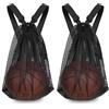 Mordx 2 Tasche in Rete da Basket, con Coulisse, Borsa a Rete con Coulisse,Borsa a Rete Pieghevole, per il Trasporto di Pallacanestro, per Pallacanestro, Calcio, Pallavolo, Calcio e Ping Pong, Nero
