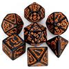 QMAY, Set di dadi poliedrici DND - 7 pezzi per Dungeon and Dragons MTG RPG D&D D20, D12, D10, D%, D8, D6, D4 (Halloween nero)