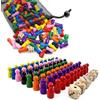 xolear 80 Pezzi Pedine Gioco Tavolo 25 x 12 mm, con 8 Colori Pedine di Legno e 6 Pezzi Dadi, con Borsa con Coulisse, Adatto per Famiglie e Feste Giochi da Tavolo, Giochi di Puzzle