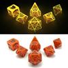 BESCON DICE Bescon Glowing Halloween Polyhedral Dice 7pcs Set, Luminous Halloween RPG Dice Set, Glow in Dark Halloween DND Game Dice