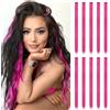 FESHFEN Extension Capelli Colorati Clip - 10 Pezzi Ciocche Capelli Rosa Pink Colorate Extensions con clip per Carnevale e Feste per Donna, 55 cm