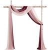 Floroom Tessuto drappeggiato per archi di nozze, 3 pannelli, 5,8 m, in chiffon, tende per pergolato, drappeggi, cerimonie nuziali, ricevimenti, decorazioni (bordeaux, rosa polveroso + cipria)