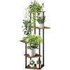 Relaxdays Scaffale Portapiante a 5 Ripiani in Ferro e MDF, Scala Porta Vasi Piante e Fiori, 118,5x58x58 cm, Industriale