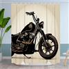 Dalianlc Tenda da doccia in tessuto per vasca da bagno, meravigliosa tenda da doccia vintage a tema moto, con 12 ganci, 183 x 183 cm, in poliestere, lavabile in lavatrice, colore nero