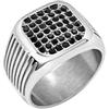Breil, Collezione Steel & Spark, Anello Uomo, Anello in Acciaio con Pavé di Cubic Zirconia Neri e Intagli Laterali, Design Moderno e Luminoso, Idea Regalo Uomo