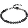 Breil, Collezione Artha, Bracciale Uomo, in Acciaio IP Gun ed Ematite, Riequilibra le Energie, Stimola la Concentrazione, Pratica Chiusura a Moschettone, Lunghezza Regolabile 17-22 cm, Color Nero