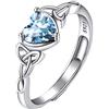 Suplight Anello Celtico Aperti Argento 925 Pietra Cuore Anello Acquamarina Regolabili Anello Argento con Acquamarina Marzo con Confezione Regalo