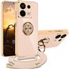 XCYYOO Cover per Note 13 Pro 5G con Cordino, Custodia Redmi Note 13 Pro 5G con Tracolla, Case Antiurto 360°Metallo Ring Kickstand Litetettiva Auto,Cover per Note 13 Pro 5G con cord - Rosa