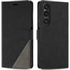SONWO Cover per Sony Xperia 1 V, Flip Caso in PU Pelle Case Cover Custodia con Slot per Schede e Supporto Stand per Sony Xperia 1 V, Nero