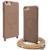 BGHHEU Magnetica Cover per iPhone 8 Plus/iPhone 7 Plus con Cordino,[Compatible con Magsafe],Custodia Silicone con Regolabile Collana Sottile Morbida Case,Marrone