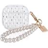 DiyGody Trasparente Custodia Compatibile con Airpods 4 Generazione con Portachiavi in Perla,Cover Protettiva con Disegno di Diamante Scintillante per Donne,Case in TPU Antigraffio Antiurto Antipolvere