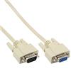 Inline 21256 Cavo VGA, Sub-D 15Pin Femmina a Sub-D 15Pin Maschio, 10 m, Beige