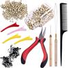 Duufin 500 Pezzi Nero Micro Anelli per Extension e 1 Pezzi Pinza 2 Pezzi Ganci 1 Pezzi Pettine a Coda 4 Pezzi Clip Capelli e Mini Elastici (bionda)