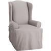 Surefit Fodera per sedia con schienale in anatra di cotone, fodera per sedia, vestibilità rilassata, 100% cotone, lavabile in lavatrice, grigio