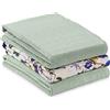 hauck Cuddle N Clean, Menta/Fiori Beige - Set 3 Pezzi Mussole Neonato - 80 x 80 cm - 100% Cotone Traspirante - Telo Allattamento, Bavaglino, Copertina, Panno Ruttino o Swaddle