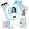 Mini stampante fotografica portatile Bluetooth per adesivi con 3 rotoli di carta
