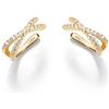 FUNRUN JEWELRY 2Pcs Regolabile Orecchini a Cerchio a Clip per Donne S925 Argento Sterlina Finto Piercing Orecchio Placato Oro 14K 5A ZC Cartilagine Conchiglia Falsi Orecchini Ipoallergenici