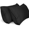 Lirex 2-Pack Federe per Cuscini, 50 cm x 101 cm Size Morbido Spazzolato, Federe in Microfibra, Lavabile in Lavatrice, Senza Pieghe, Traspirante, Nero