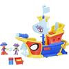 Marvel Hasbro Marvel Spidey e i suoi fantastici amici, Water-Webs, nave pirata giocattolo con ragnatele e bolle