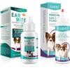 exatta Cura Dell'Orecchio per Cani, Pulitore Orecchie di Cane + Polvere per la depilazione, Pulizia Orecchie Cane, Rimuove Efficacemente Il Cerume, Elimina Odori, Ottimo per Tutti i Cani