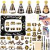 AWCIGG Silvester Decorazioni Capodanno 2026 Photo Booth Cornice Capodanno 2026 Happy New Year Eve Decorations Addobbi capodanno Kit Ultimo Dell' Anno Gadget Cappelli Occhiali Accessori