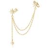 SLUYNZ 925 Argento Moda Stella Polsino Orecchino Catena per le Donne Ragazze Adolescenti Stella Leccapiedi Orecchini Avvolgere (One Earring(Left)-B-Gold)