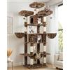 Globlazer Tiragraffi Leopardo Grandi XXL, Tiragraffi per Gatti Alto 204 cm con 3 Trespoli Imbottiti, 2 Grotte, 2 Cestini, Amaca, Albero Tiragraffi per Multiplo Grandi Gatti Adulti (F80, Leopardo)