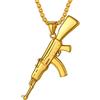 Richsteel Collana Uomo Esercito AK47 Catena con Granata a Mano/Uzi/Ciondolo Proiettile Catena da Uomo Gioielli Hiphop con Confezione Regalo per Bambini Ragazzi Forma di Granata Pistola Uzi