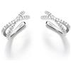 FUNRUN JEWELRY 2Pcs Regolabile Orecchini a Cerchio a Clip per Donne S925 Argento Sterlina Finto Piercing Orecchio Colore Argento 5A ZC Clip Cartilagine Conchiglia Falsi Orecchini Ipoallergenici