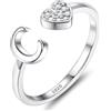 JeweBella Anelli Donna Argento 925 con Iniziale A-Z Anello Cuore Regolabili Anello di Promessa Anello Fidanzamento FEDI Nuziali Anelli Mignolo Anelli Pollice Donna Ragazza Gioielli con Scatola Regalo