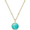 Glanzstücke München Collana da donna 925/- argento sterling oro giallo | placcato oro giallo 14 carati, catena ad ancora, amazzonite, verde, cabochon, chiusura a moschettone