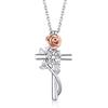 MomentWish Croce Collana per Le Donne, Regali Di Natale per Le Ragazze, Rose Collana per Lei, 1 Carato Moissanite 925 Collana in Argento Sterling, Regali per Il Compleanno Anniversario