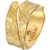 Kuzzoi Anello da uomo in argento sterling 925 con struttura artigianale, anello in oro massiccio (12 mm) di larghezza (12 mm) placcato oro, anello in argento martellato, anello dorato da uomo, misura 60-66, 0604852121