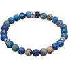 Kuzzoi Buddha Bracciale da uomo in perle di agata di colore blu, perline organiche in argento sterling 925, lunghezza 19-23 cm