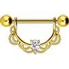 PIERCINGLINE Barbell per piercing al capezzolo in acciaio chirurgico | DESIGN ORIENTALE + CRISTALLO | Piercing al seno capezzolo capezzolo | Scelta del colore e della taglia