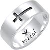 Kuzzoi Anello a fascia da uomo con croce in argento Sterling 925, anello largo (8 mm) dal design angolare, anello largo da uomo ossidato con croce, e Argento, colore: argento, cod. 0610890620_64