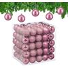 Relaxdays Palline di Natale, Set 100 Palle Albero, Addobbi Natalizi, ∅ 6 cm, in Plastica Opaca, Lucida, Glitter, Rosa