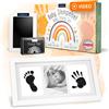 Amari ® Set di impronta di mani e piedi di neonato, inclusi 2 tamponi d'inchiostro e 4 schede di stampa - Regalo per la nascita di un bambino - Impronte di mani e piedi con cornice