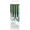 Copic Set Multiliner Olive, 4 penne in 4 diversi spessori, penne da disegno con inchiostro pigmentato resistente all'acqua e all'alcool, per schizzi, illustrazioni e outline